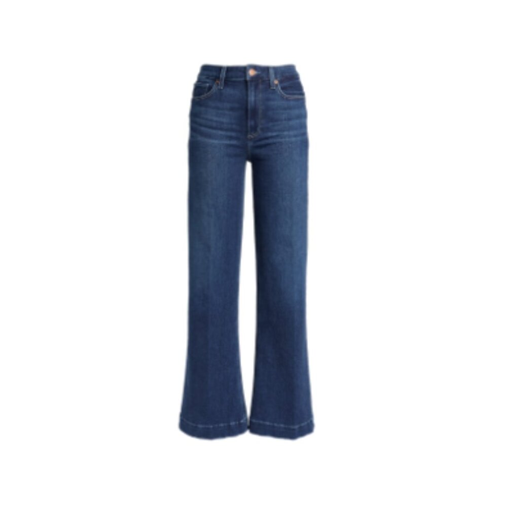 Paige Colette Crop Flare Jeans Womens 29 Blue Shipwreck High Rise Raw Hem Denim - Picture 4 of 15